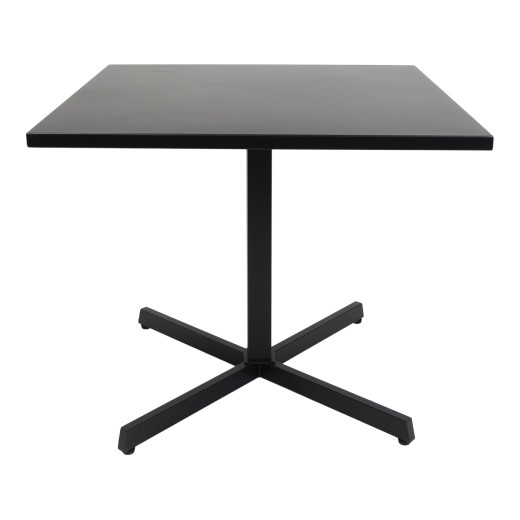 36" x 36" Outdoor Black Metal Dining Table with Square Top and Cross Base