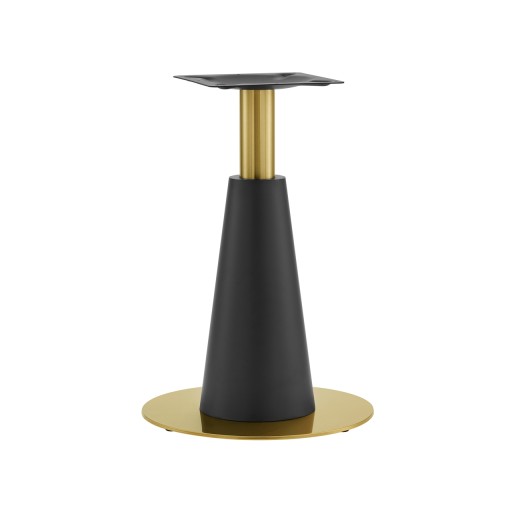 Gold and Black Finish Indoor Stainless Steel Pedestal Table Base with Tapered Profile, 20" Round