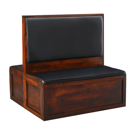 Solid Pinewood Double Booth, Padded Black Vinyl Seat & Back