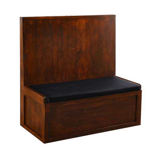 48"L x 46"H Solid Pinewood Single Booth, Padded Black Vinyl Seat