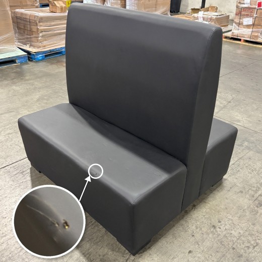 Last Piece - Indoor Double Booth with Black Vinyl Upholstered Seat and Backrest