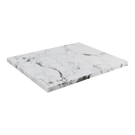 Marble White Resin Table Top with Dark Veining, Indoor Use