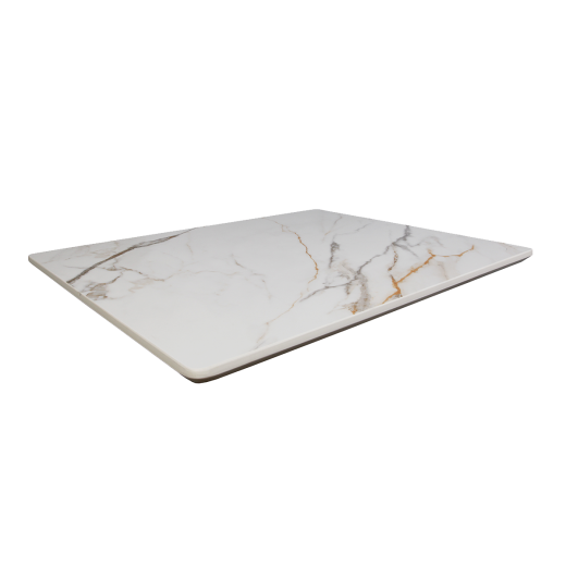 Sintered Stone Table Top in White Marble Color, 7/8" Thick, Various Sizes 