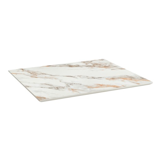 White Sintered Stone TableTop with Elegant Gray and Gold Marbling, 7/8" Thickness