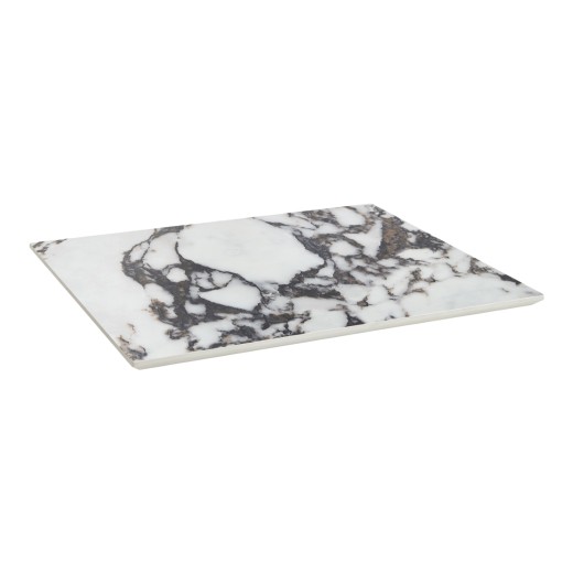 Outdoor White Sintered Stone TableTop with Dark Gray to Black Veining, 7/8" Thickness