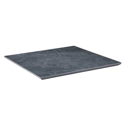 Indoor/Outdoor Dark Slate Sintered Stone Table Top with Textured Stone Pattern
