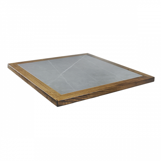 Sintered Stone Table Top w/ Ashwood Edge in Walnut Color, Various Sizes