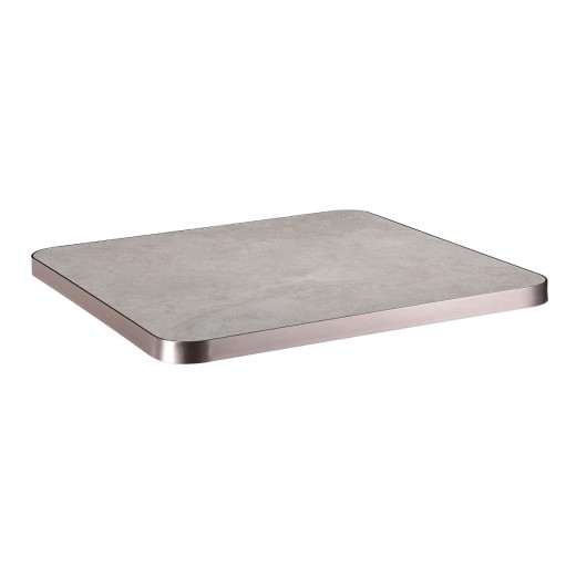Indoor/Outdoor, Light Tauple Sintered Stone Table Top with Rose Gold Aluminum Alloy Edge 