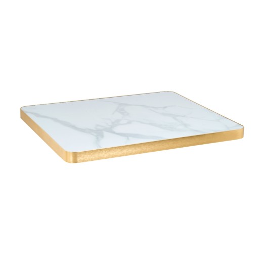 Statuario Gray-Veined White Sintered Stone  Table Top, Luxury Gold Edge, Indoor
