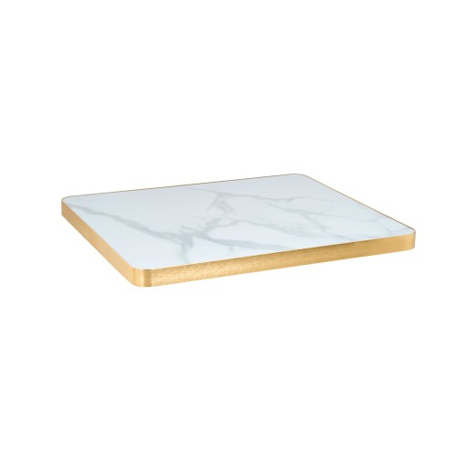 Statuario Gray-Veined White Sintered Stone  Table Top, Luxury Gold Edge, Indoor