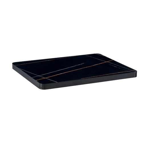 Laurent Black Sintered Ston  Table Top, Protective Black Aluminum Edge, Indoor