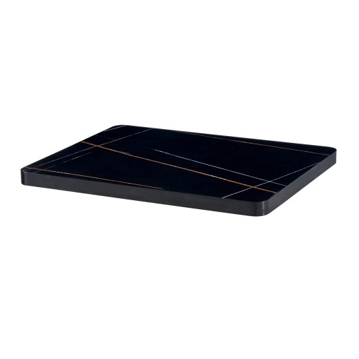 Laurent Black Sintered Ston  Table Top, Protective Black Aluminum Edge, Indoor