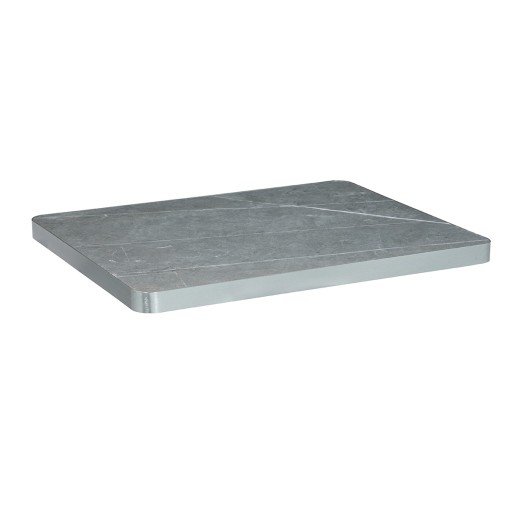 Gray Soapstone Look Sintered Stone Table Top, Protective Aluminum Edge, Indoor