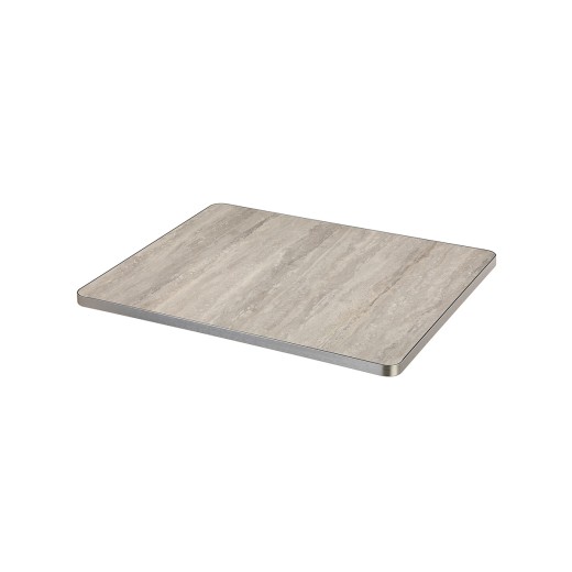Indoor/Outdoor Vein-Cut Gray-Beige Sintered Stone  Table Top,  Aluminum Alloy Edge