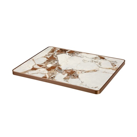 Indoor/Outdoor  Bold Clastic Breccia Capraia Sintered Stone Table Top, Protective Aluminum Border