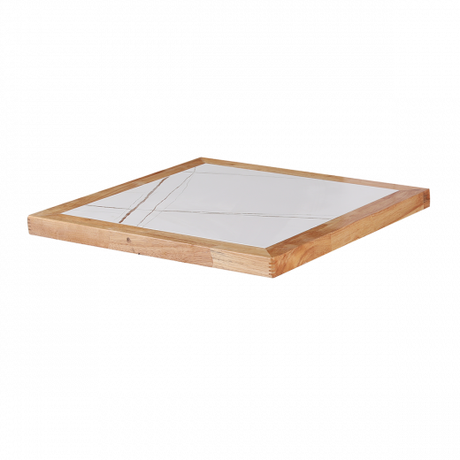 Sintered Stone Table Top w/ Cherry Colored Rubberwood Edge, Various Sizes