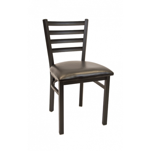 Black Metal Chair w/ Ladder Back & Vinyl Seat