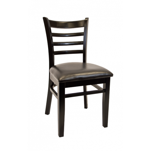 Vinyl Seat Beechwood Ladder Back Chair w/ Black Frame