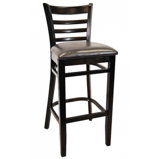 Vinyl Seat Beechwood Ladder Back Barstool w/ Black Frame