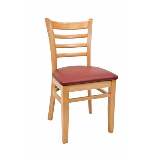 Vinyl Seat Beechwood Ladder Back Chair w/ Natural Frame