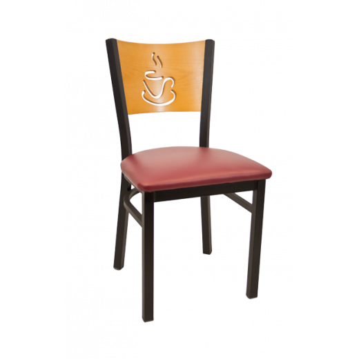Coffee Cup Back Vinyl Seat Chair w/ Back in Gold Oak