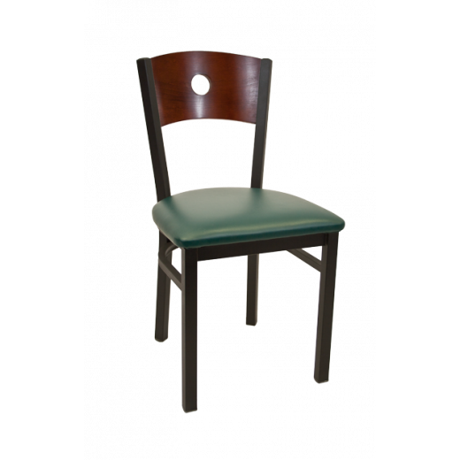 Circle in Back Vinyl Seat Metal Chair w/ Back in Dark Mahogany