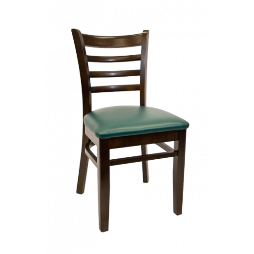 Vinyl Seat Beechwood Ladder Back Chair w/ Walnut Frame