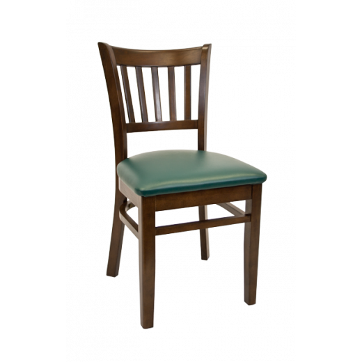 Walnut Frame and Vinyl Seat Beechwood Vertical Slat Side Chair