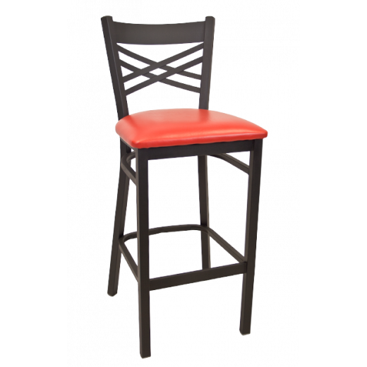 Black Metal Barstool w/ X Back & Vinyl Seat