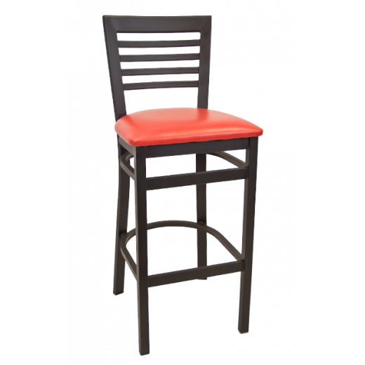 Metal Ladder Back Barstool w/Vinyl Seat 