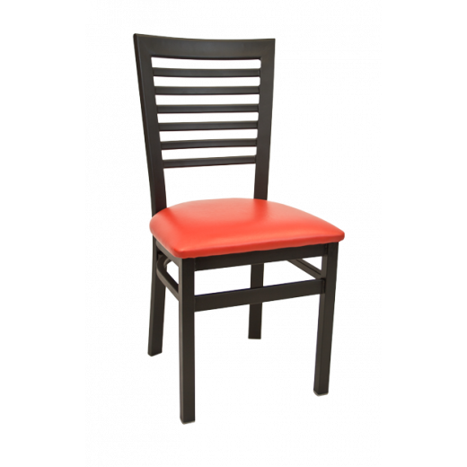 Metal Ladder Back Chair w/Vinyl Seat 