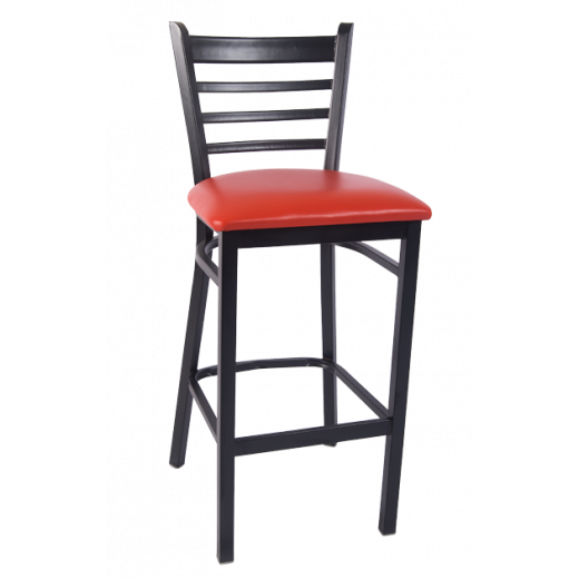 Ladder Back & Vinyl Seat Smooth Paint Metal Barstool 