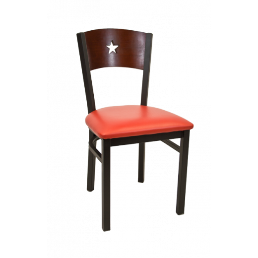 Star Back Vinyl Seat Metal Chair w/ Back in Dark Mahogany