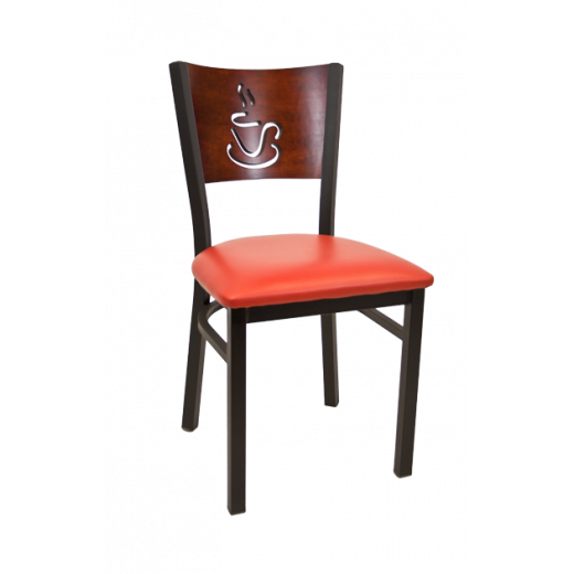 Coffee Cup Back Vinyl Seat Chair w/ Back in Dark Mahogany