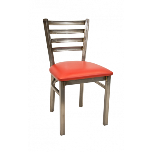 Ladder Back Clear Coated Chair w/ Vinyl Seat
