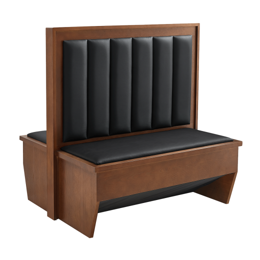 47"L x 46"H Veneer Frame in Walnut Color Double Booth w/ Vinyl Back & Seat, 46"H