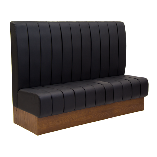 72"L, Black Vertical-Channel Back Upholstered Single Booth