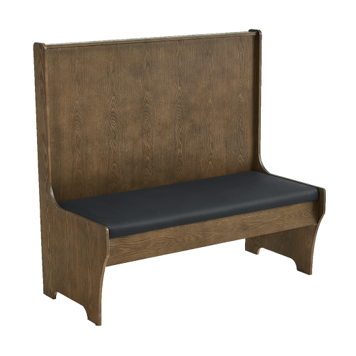 48”L x 47”H Single Booth w/ Walnut Color Veneer Wood Frame & Black Vinyl Seat