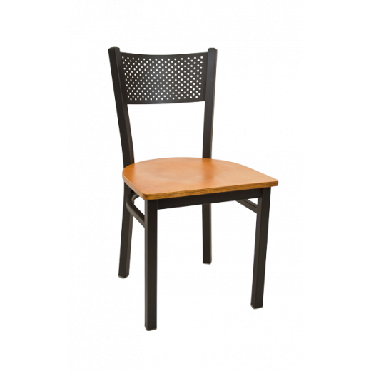 Perforated Back & Veneer Seat Metal Chair 