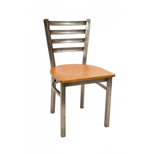 Ladder Back Clear Coated Chair w/ Veneer Seat