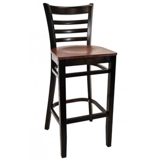 Veneer Seat Beechwood Ladder Back Barstool w/ Black Frame