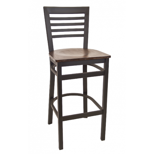 Metal Ladder Back Barstool w/Veneer Seat 