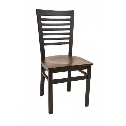 Metal Ladder Back Chair w/Veneer Seat 