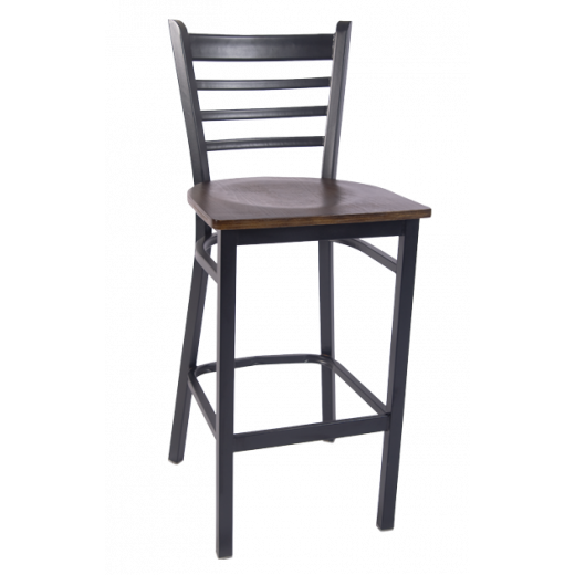Ladder Back & Veneer Seat Smooth Paint Metal Barstool 