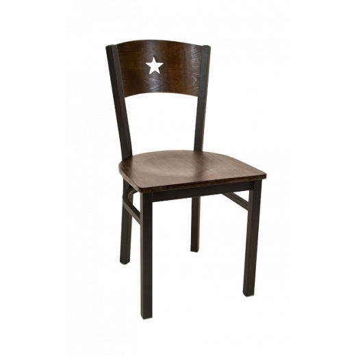 Star Back Veneer Seat Metal Chair w/ Back & Seat in Walnut