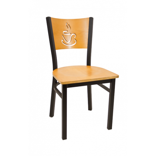Coffee Cup Back Veneer Seat Chair w/ Back & Seat in Gold Oak