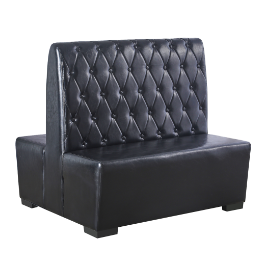 44"H Black Double Upholstered Booth with Diamond Pattern Tufted Vinyl Back