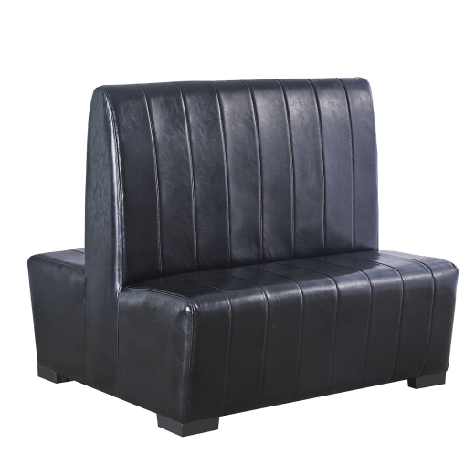44"H Black Double Upholstered Booth with Vertical Channel Vinyl Back