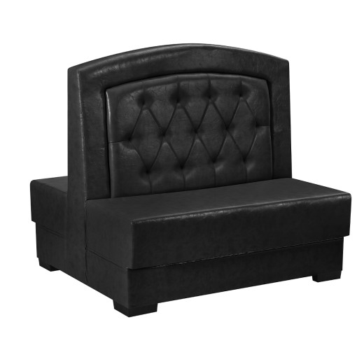 47"L x 44"H Black Vinyl Double Booth with Diamond Tufted Back and Black Wood Base