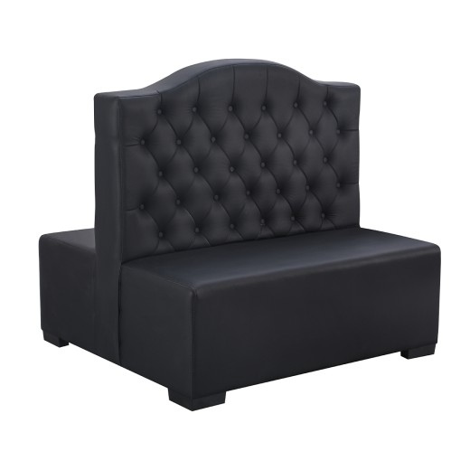 47"L x 46"H Double High Back Black Vinyl Upholstered Booth with Diamond Tufting